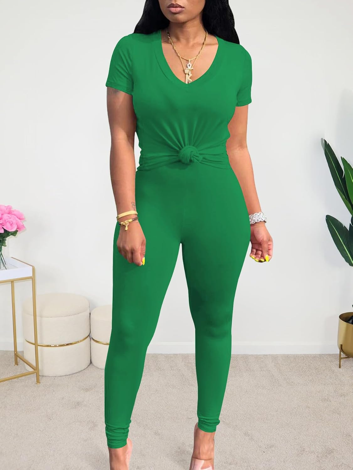 Lounge Sets for Women 2 Piece Summer Casual Jogger Workout Outfits Short Tops Long Pant Sweat suit leggings set - Image 3