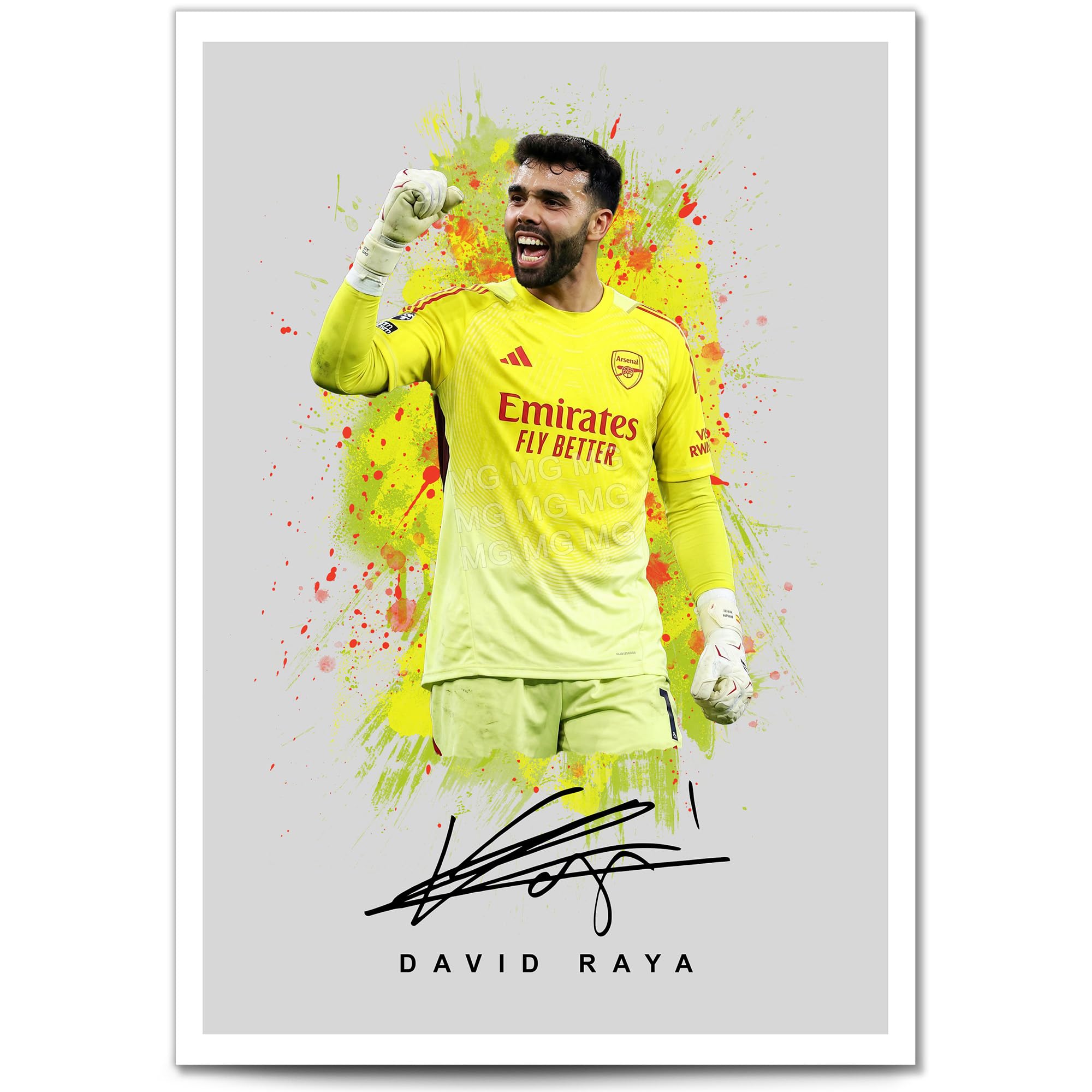 David Raya Arsenal Signed Photo Poster Print Picture Display Framed Autograph Memorabilia for Football Fans Gift Spain (Raya Grey, A3 Print (Unframed))