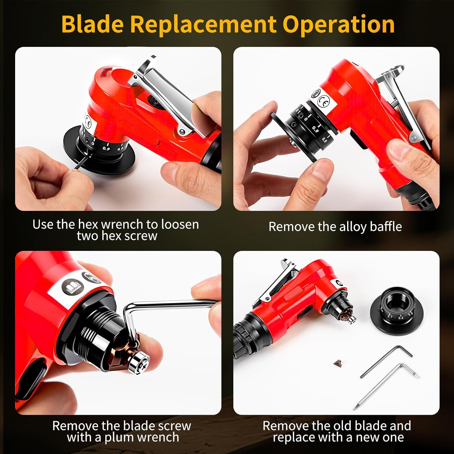 Pneumatic Chamfering Tool, 30000 RPM Air Chamfer Tool with 6 Bearings & Complete Screw Kit for Deburring & Beveling, Includes 8 C & 6 R Blades, 45°, 1/4" Air Inlet for Metal, Wood, PVC, Acrylic