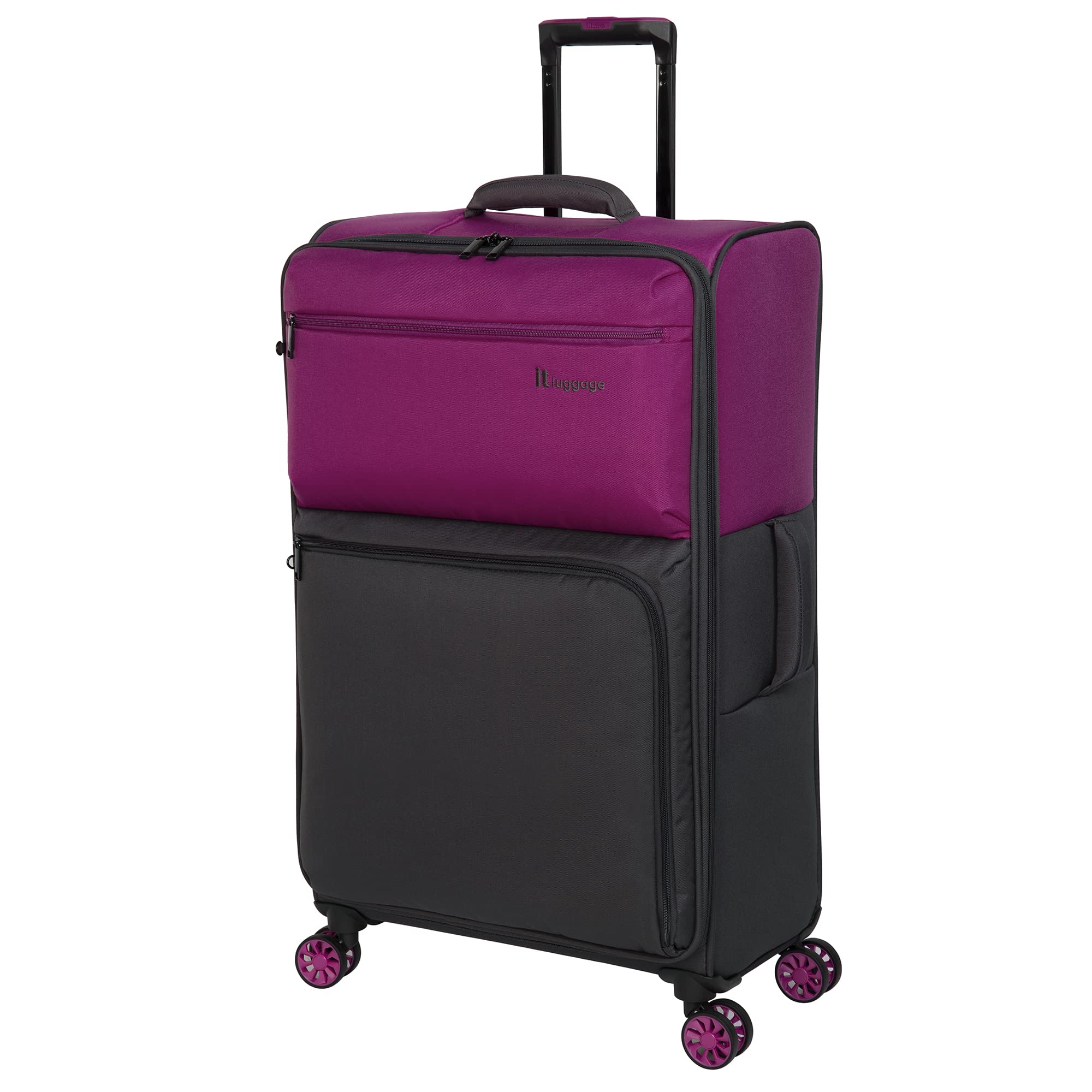 it luggage Duo-Tone 31" Softside Checked 8 Wheel Spinner, Fuschia Red/Magnet