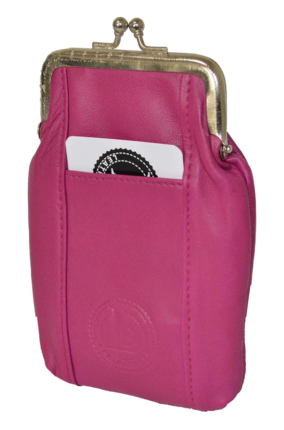 Genuine Leather Slim Cigarettes Case Holder Pack Regular or 100's & Lighter Pocket with Metal Twist Clasp, Pink