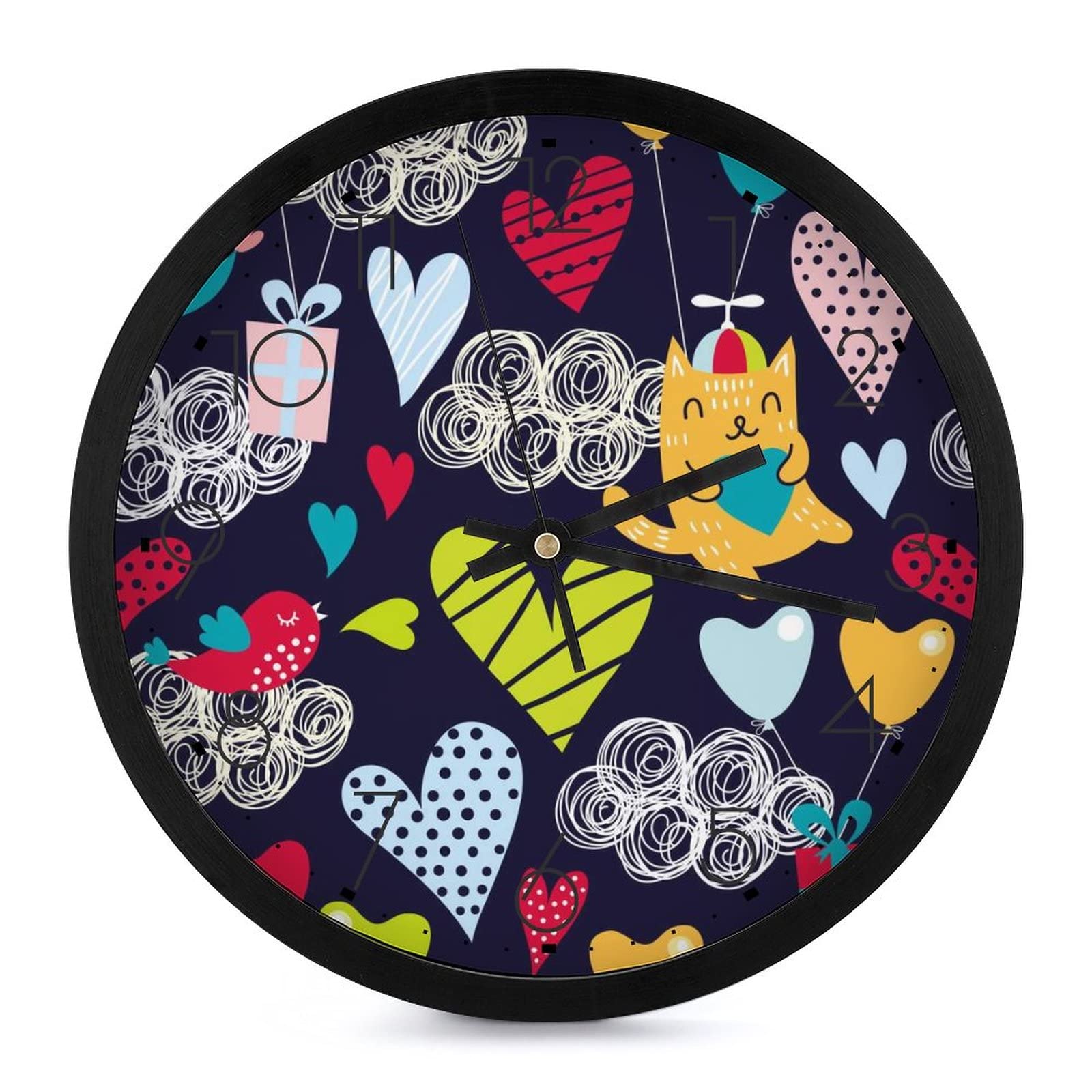 Pendule murale silencieuse de 25.4cm Nuages d'amour moderne pour un confort acoustique
