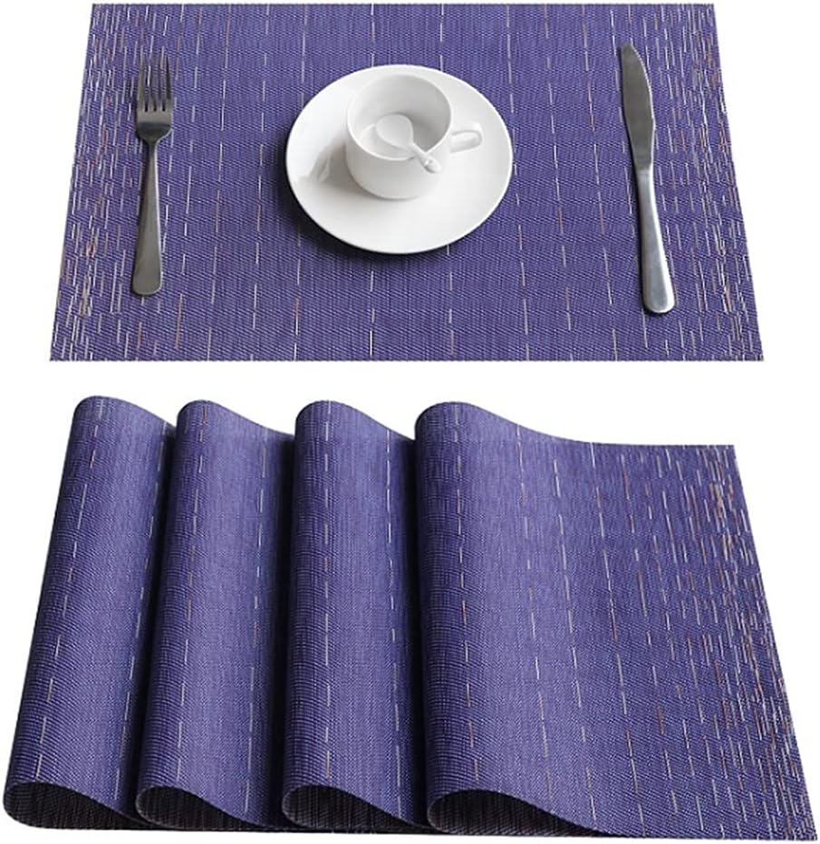 PVC Linens Placemats for Table Set Plaid Table Mat Placemat Napkin in Kitchen Accessories Cup Wine Mat Coaster Pad (Color : D, Size : Set of 4)