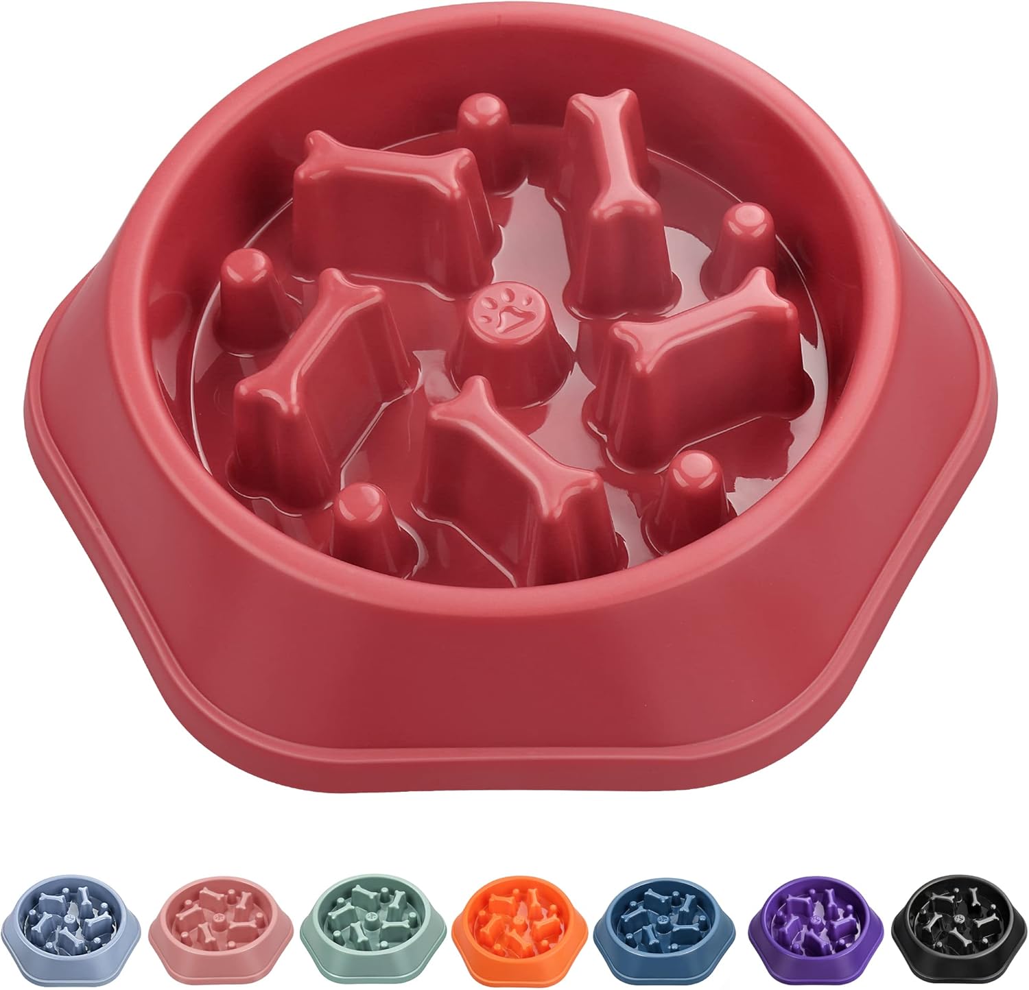 UPSKY Slow Feeder Dog Bowl Anti-Chocking Slower Feeding Puzzle Bowls, Interactive Bloat Stop Dog Food Dishes Non-Slide Lick Treat Bowl for Small Medium Dogs (Red)