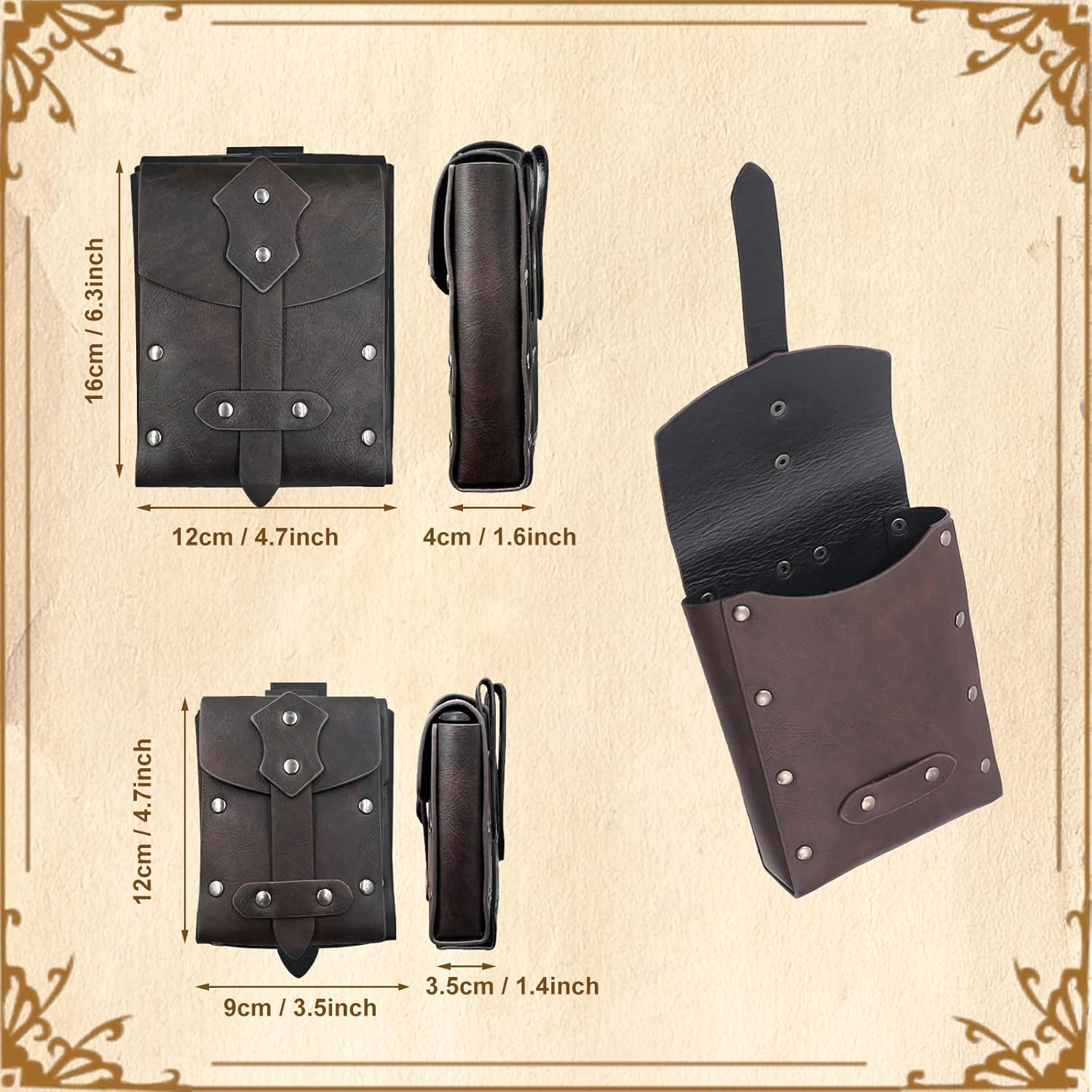 Medieval Leather Chest Armor - Renaissance Costume for Men, LARP Costume & Medieval Accessories 11Pcs