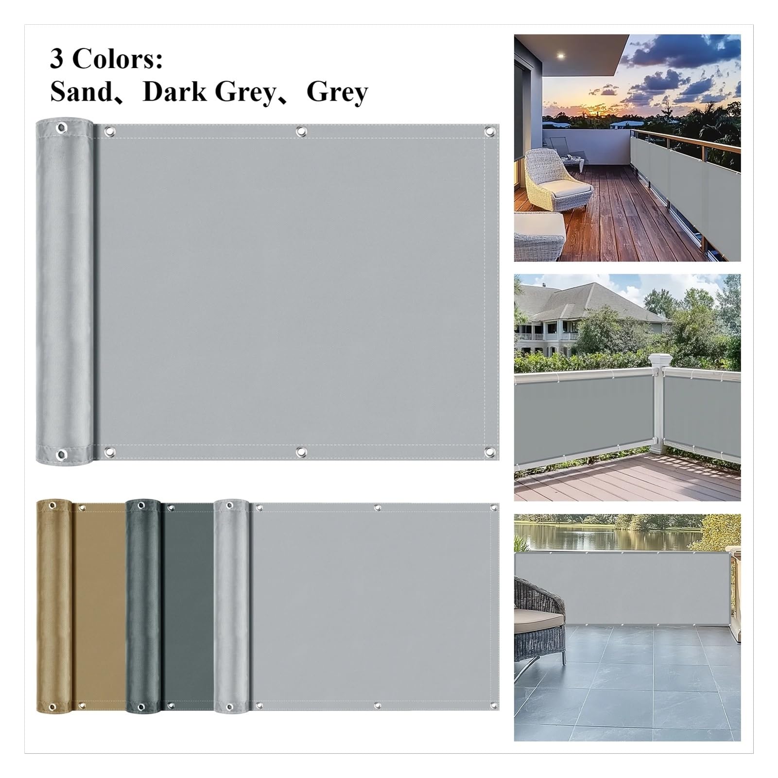Pantalla De Privacidad For Balcón, Cerca, Patio, Protector De Terraza, Vela, Jardín, Porche, Piscina, Decoración(Dark Grey,90x500CM)