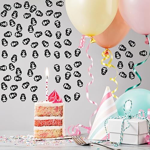 Miniatura 6 de 100pcs Penguin Confetti, Black Glitter Bird Table Confetti for Baby Shower, Arctic Polar Animal Paper Scatters, Winter Wonderland/Gender Reveal