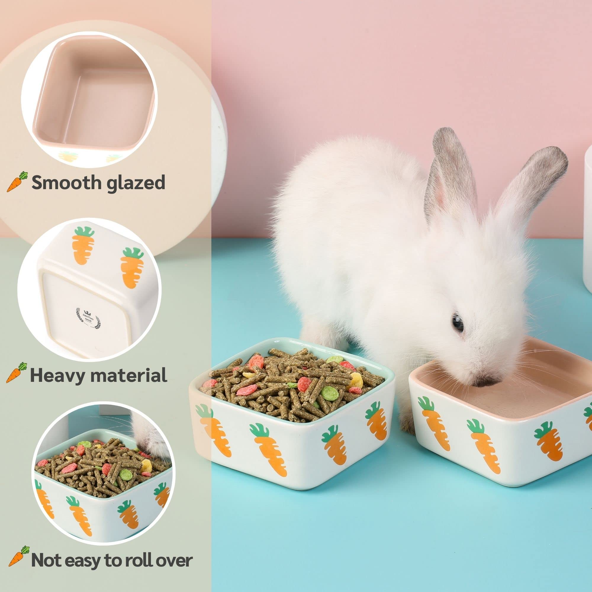 Cage Guinea Pig Rabbit Feeding Bowls JanYoo Hamster Food Bowl