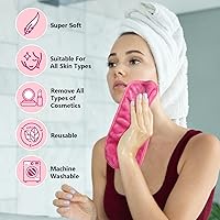 Vista 4 de Orighty Paquete de 4 paños de limpieza facial de microfibra reutilizables, eliminan al instante la suciedad, el maquillaje y el rímel impermeable