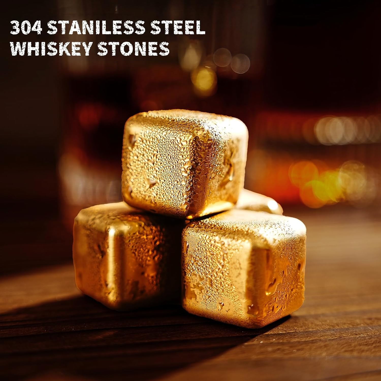 Whiskey Glasses Set of 2 - Whiskey Gifts Set with 6 Gold Chilling Stones，Whiskey Glass and Stones Set ，Unique Bourbon Gifts for Men Dad Birthday Anniversary Father's Day Christmas - Image 4