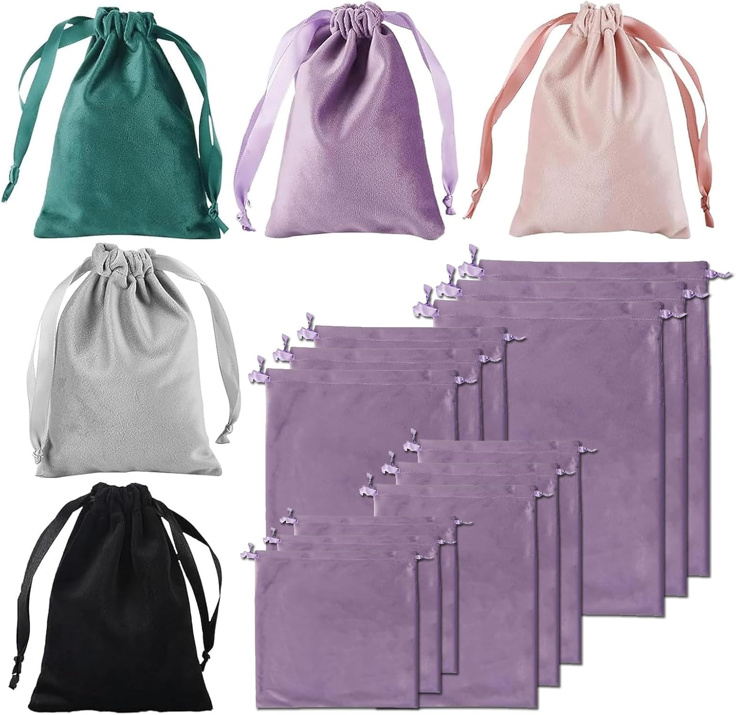 Amazon.com: Hyuetrsa 20 Pcs Velvet Drawstring Pouches, 4 Sizes ...