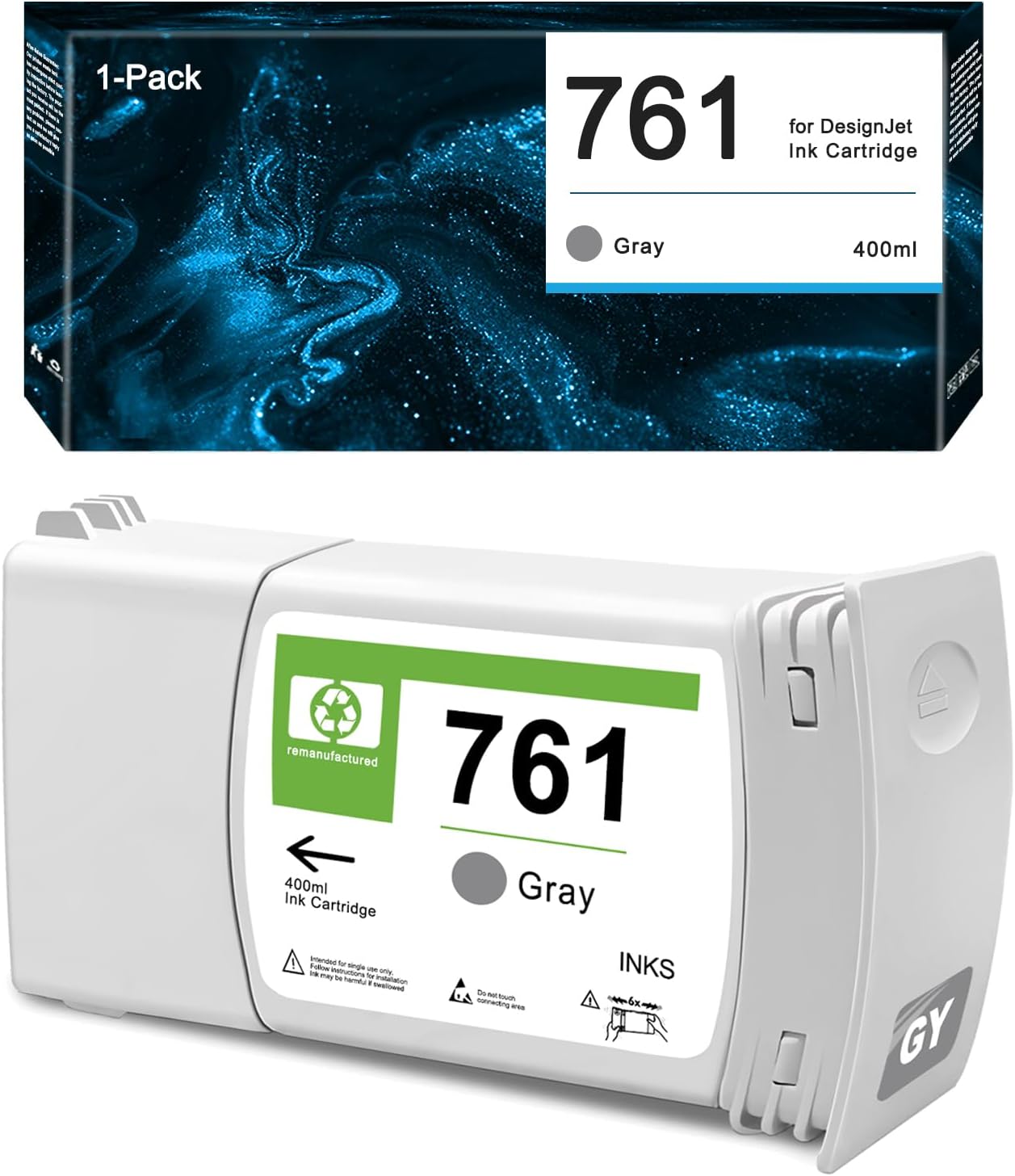 761 Ink Cartridge 400ml CM995A Gray Compatible with HP 761 DesignJet T7100 T7200 (1-Pack)