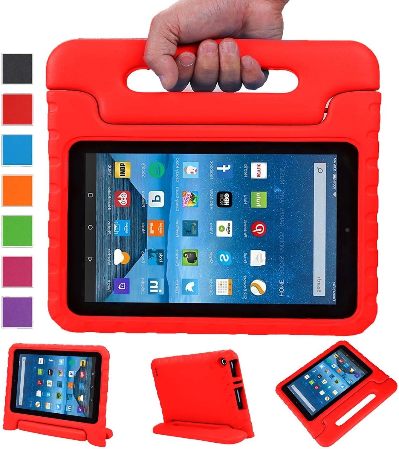 Fire 7 case,Fire 7 2015 Case, Husidy Kids Shock Proof Convertible Handle Light Weight Super Protective Stand Cover for Amazon Fire Tablet (7 inch Display, 2015 Release Only), RED