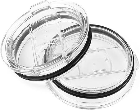 Tumbler Replacement Lids | 2 Pi ces Transparent Coffee Tumbler Lids | Spill Proof Slide Lid | Splash Proof Open Close Cover | Spill-Proof Replacement Lid for Travel Mugs and Tumblers