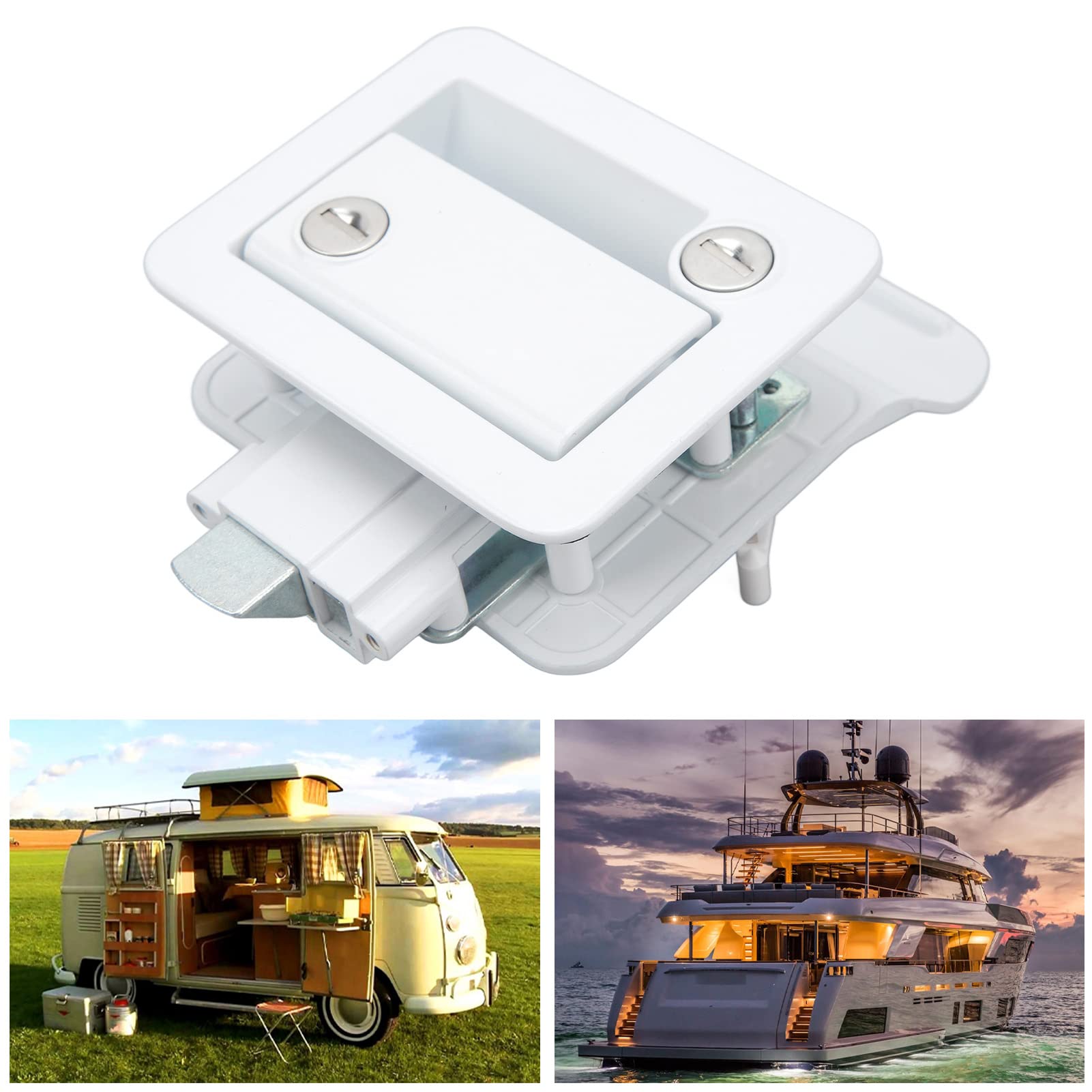 Serrure Porte Entrée Camping-Car Blanche Polaire – Verrou Avec Pêne Dormant Intégré – Compatible Remorques Voyage & Utilitaires