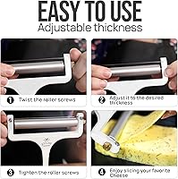 Vista 4 de Zulay Kitchen Cortador de queso de alambre de acero inoxidable, cortador de queso de mano ajustable con 2 cables adicionales, afeitadora de queso