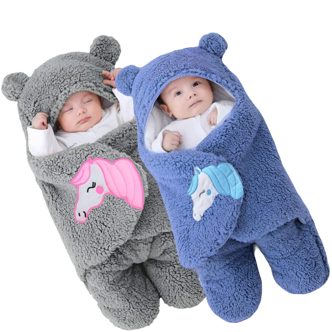 First Kick Baby Blankets New Born Combo Pack of Wearable Hooded Swaddle Wrapper Sleeping Bag for