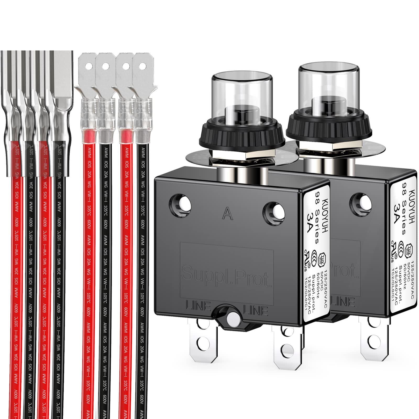 DIYhz Thermal Circuit Breaker,98 Series 3A 125/250VAC 32VDC