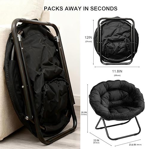 Miniatura 2 de Silla platillo para adultos, niños, silla redonda plegable para dormitorio, dormitorio y juegos, asiento plegable y cómodo para espacios pequeños,