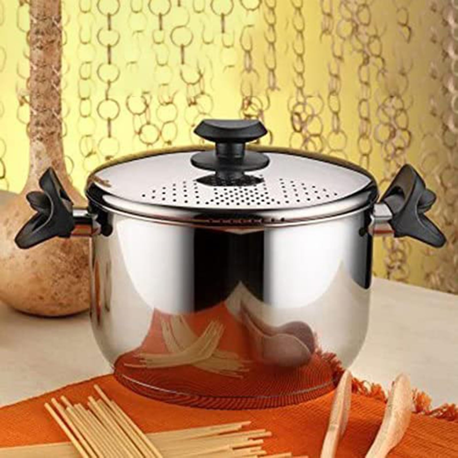 THEGA Suppentopf Edelstahl - 22 cm Nudeltopf Spaghettitopf Edelstahl, Topf Mit Verschlussdeckel Induktion, Kochtopf Mit Antihaftbeschichtung Für Alle Herdarten