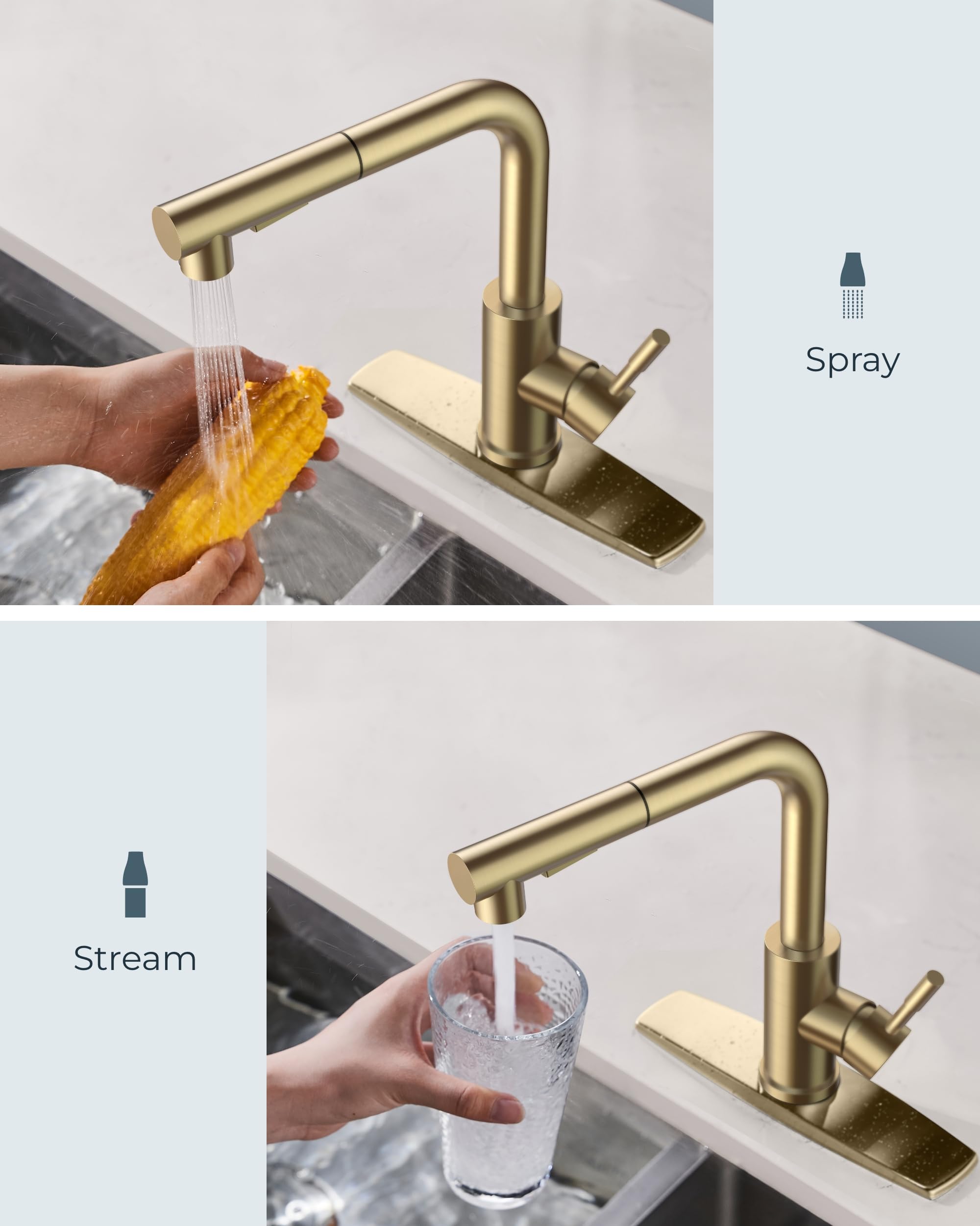 Snapklik.com : FORIOUS Gold Kitchen Faucet