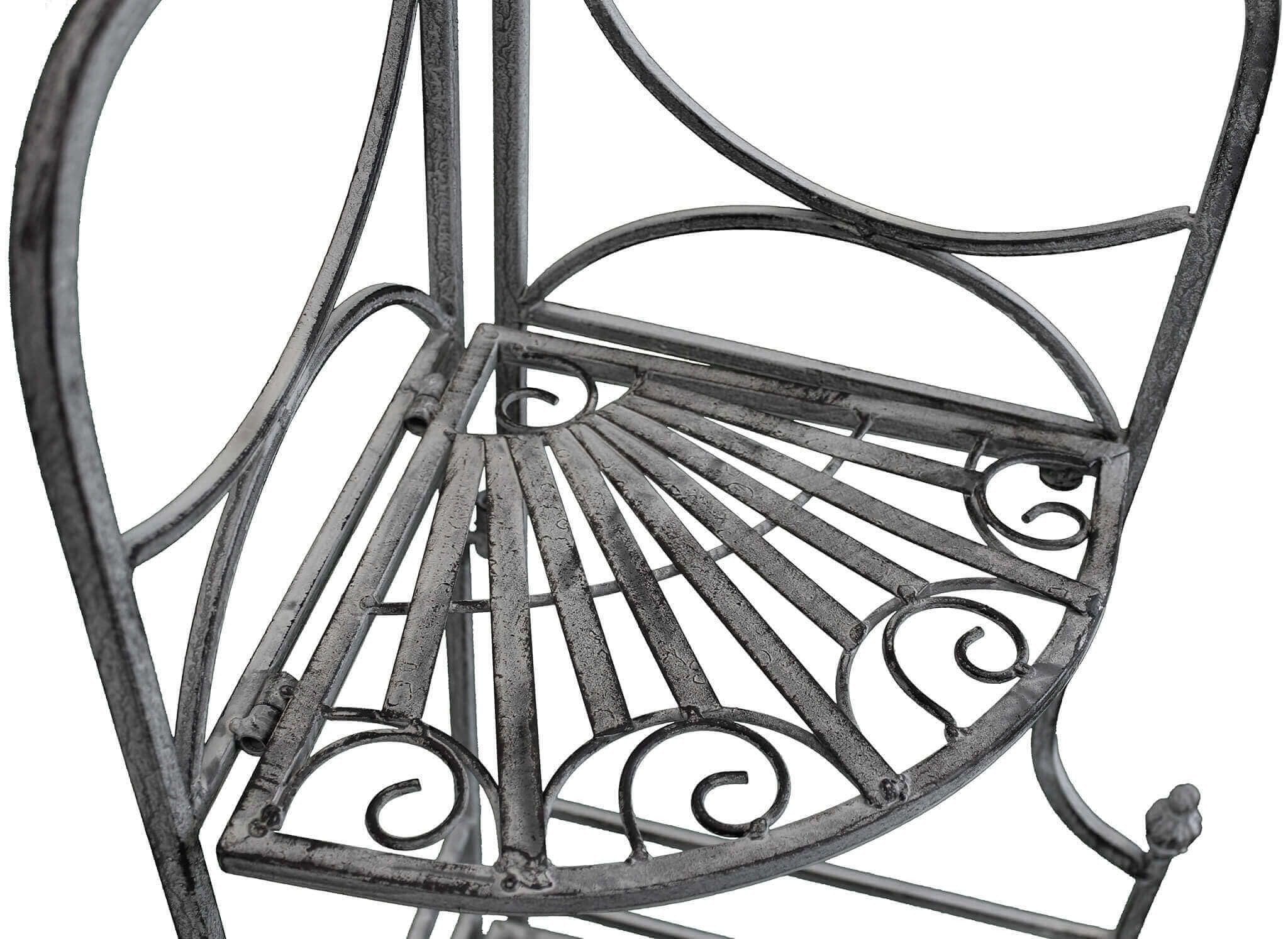milani home - scaffale angolare 3 ripiani in ferro, bianco ossidato, stile shabby chic, per interno, veranda e portico coperto