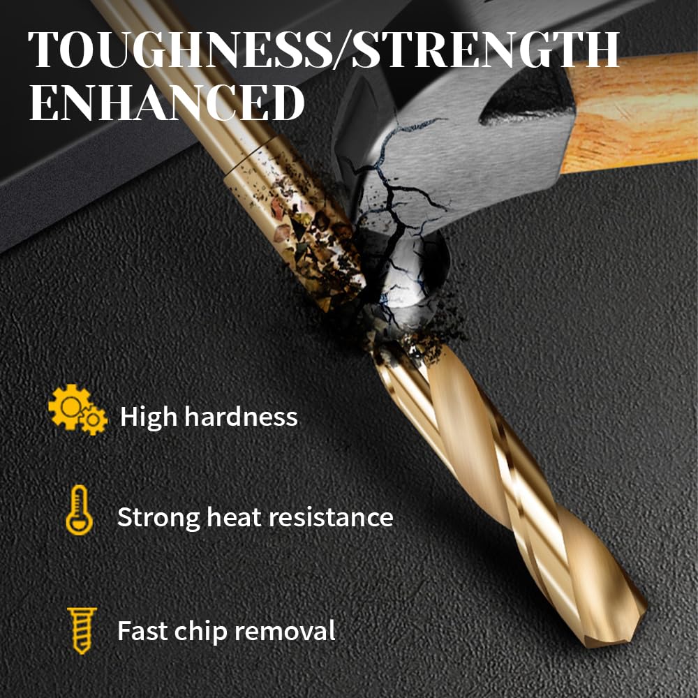 6542 HSS Drill Bit 14mm Reduced Shank Twist Drill Bit High Speed Steel Cobalt Drill Bit for Metal Stainless Steel Aluminium Wood Non-Ferrous Etc - Image 3