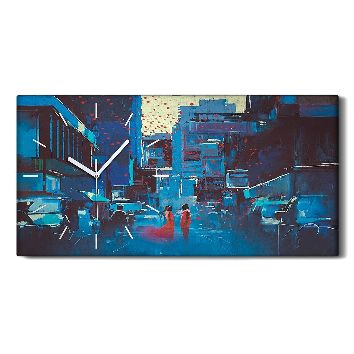 Horloge sur Toile Salon Moderne Silencieuse 60x30cm Tableau Mural Chambre