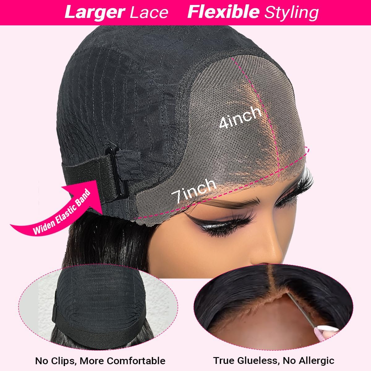 Ali Pearl Ready To Go Glueless Bob Wig Human Hair Straight Bob Wigs Put On and Go Glueless Wig Human Hair 4x7 Lace Front Wigs Pre Plucked Pre Cut Lace & Bleached Knots 180% Density Wig 10 Inch
