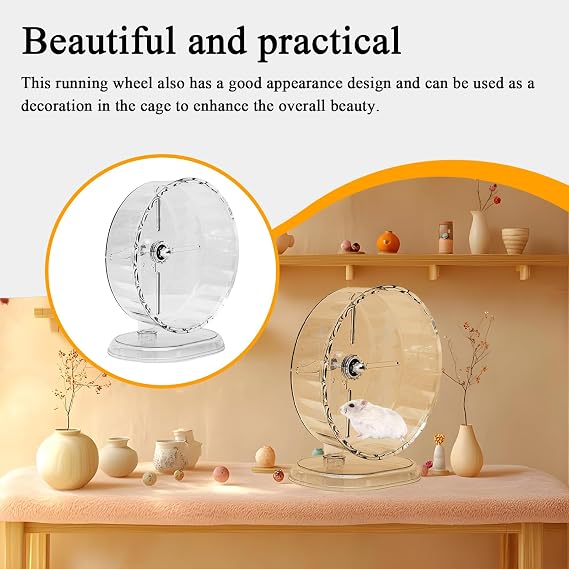 Silent Hamster Wheel - Clear Animals Spinner Wheel Toys,Silent Exercise Spinner Animals Running Accessories for Gerbil Dwarf Syrian Hamster