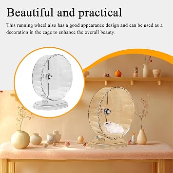 Silent Hamster Wheel - Clear Animals Spinner Wheel Toys,Silent Exercise Spinner Animals Running Accessories for Gerbil Dwarf Syrian Hamster