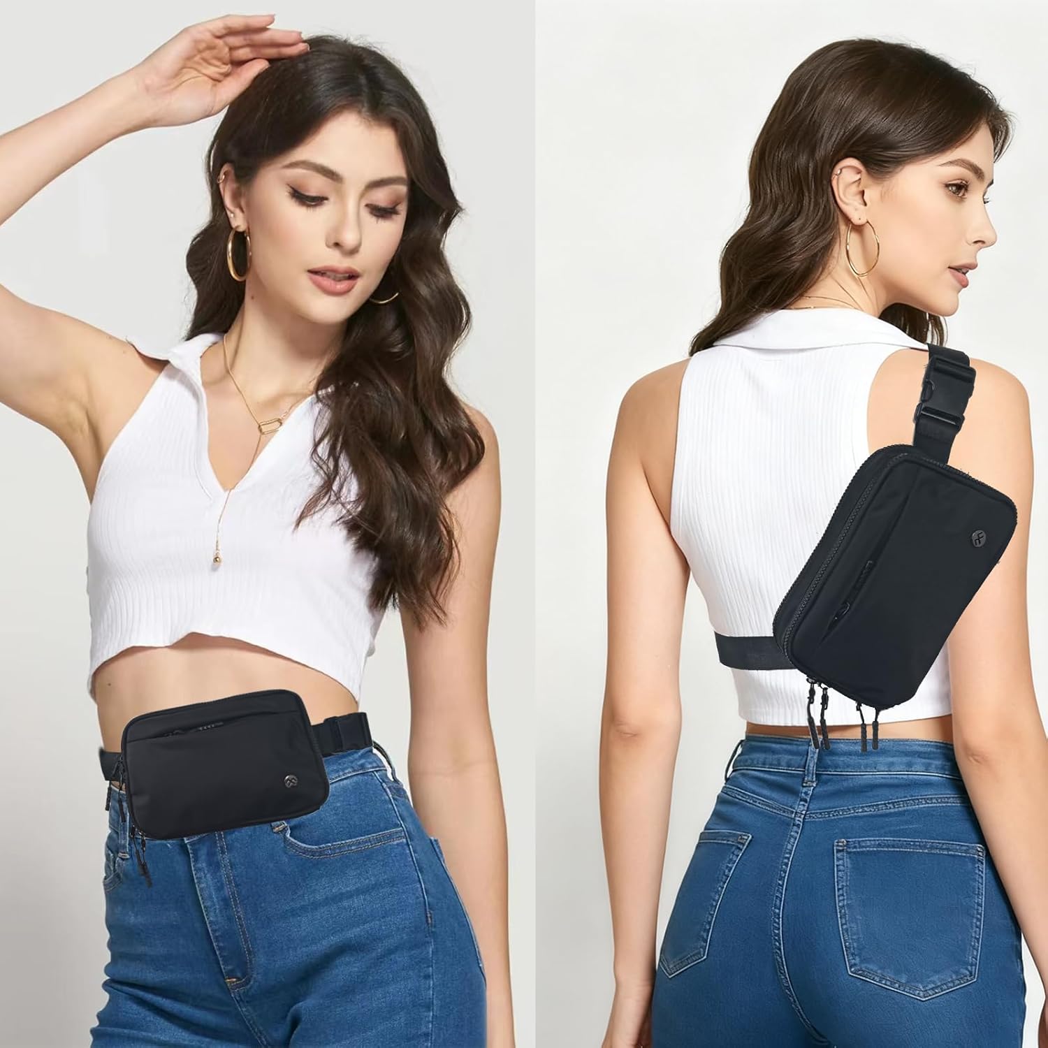 Security Carry Fanny Pack | Two-Way Locking Zipper & 60" Adjustable Strap (Plus Size to 60") | Tactical Nylon Waist Pack | Crossbody Bag for CCW, EDC, Travel, Work & Outdoor - Image 3