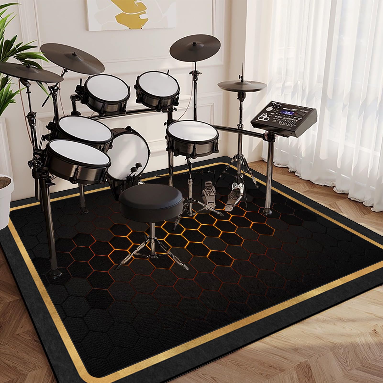 Tappetino per Batteria Drum, 230 x 200 cm Tappeto Insonorizzato per Batterie, Tappeto per Batteria Acustica, Tappetino a Tamburo per Elettroniche Rullante Snare Drum Grancassa Strumenti Musicali