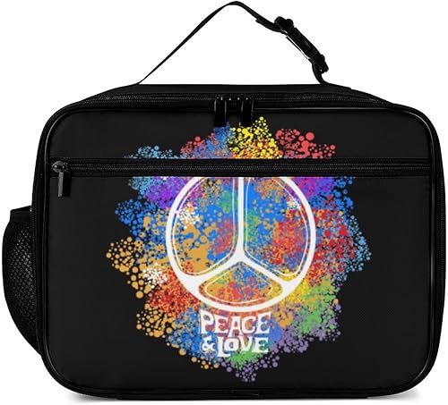 Miniatura 2 de Lonchera reutilizable con símbolo hippie colorido, bolsa de almuerzo aislada, bolsa enfriadora, contenedor de comida para mujeres, niños, niñas