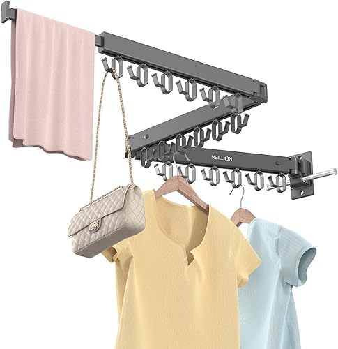 Mbillion Tendedero de secado de ropa triple plegable con brazo extendido de 48 pulgadas de largo, tendedero de secado de lavandería, estantes de