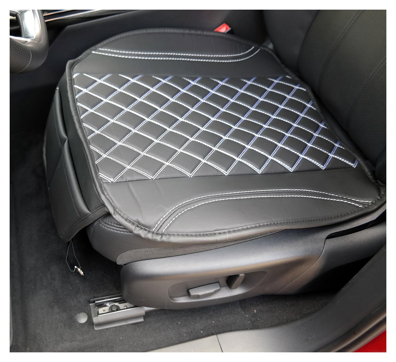 BREMER SITZBEZÜGE OT408 Seat Cover Faux Leather Textile Leather Compatible with Maserati Lavante Seat Cushion in Faux Leather Black/White Stitching