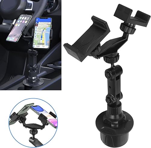 Miniatura 9 de Jectse Soporte de teléfono para automóvil, soporte de teléfono dual para portavasos de automóvil, giratorio 360, compatible con teléfonos