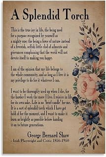 A Splendid Torch Quote by George Bernard Shaw Poster Canvas Painting Posters And Prints Wall Art Pictures for Living Room Bedroom Decor (16"X20",Framed)