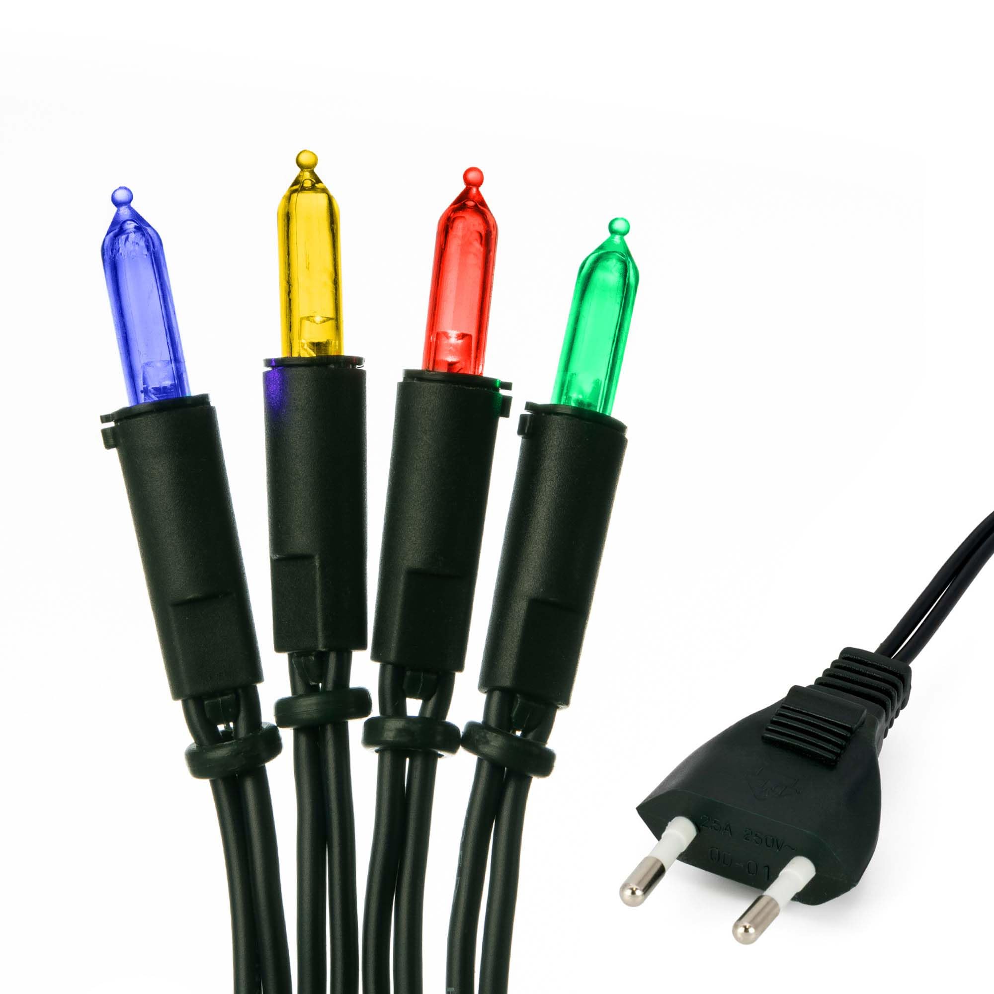 hellum Pisello LED-Lichterkette innen, 220V strombetrieben Lichterkette bunt 50er LED beleuchtete Länge 7,35m, Kabel grün Wohnzimmer DIY Dekoration Weihnachtsbaum Stecker für Innen 560534