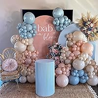 Vista 5 de Globos Azul Polvoriento y Rosa, 50 piezas Globos Retro Rosa y Azul, Globo de Oro Rosa Metálico Claro para Niña Niño Fiesta de Cumpleaños Boho Baby
