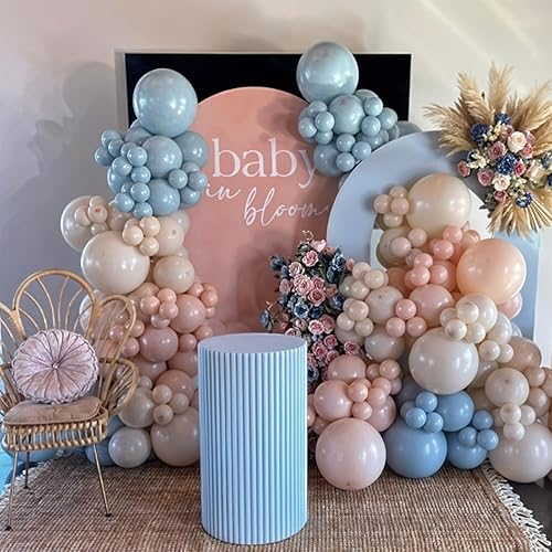 Miniatura 5 de Globos de color azul polvoriento y rosa, 50 globos retro rosa y azul, globo de luz metálica de oro rosa para niñas y niños, fiesta de cumpleaños,