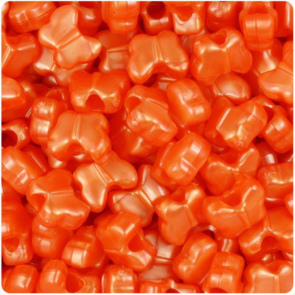 BeadTin Orange Pearl 13mm Butterfly Pony Beads (250pcs)