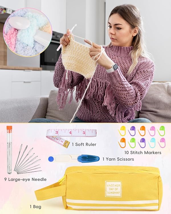 Aeelike Crochet Hooks 8mm, 10mm, 12mm,15mm, 20mm, Ergonomic Crochet Hooks Set with Large Rubber Handle Crocheting Accessories for Chunky Yarn Weaving Blanket DIY Crafts,Ideal Gift by Aeelike - Image 5