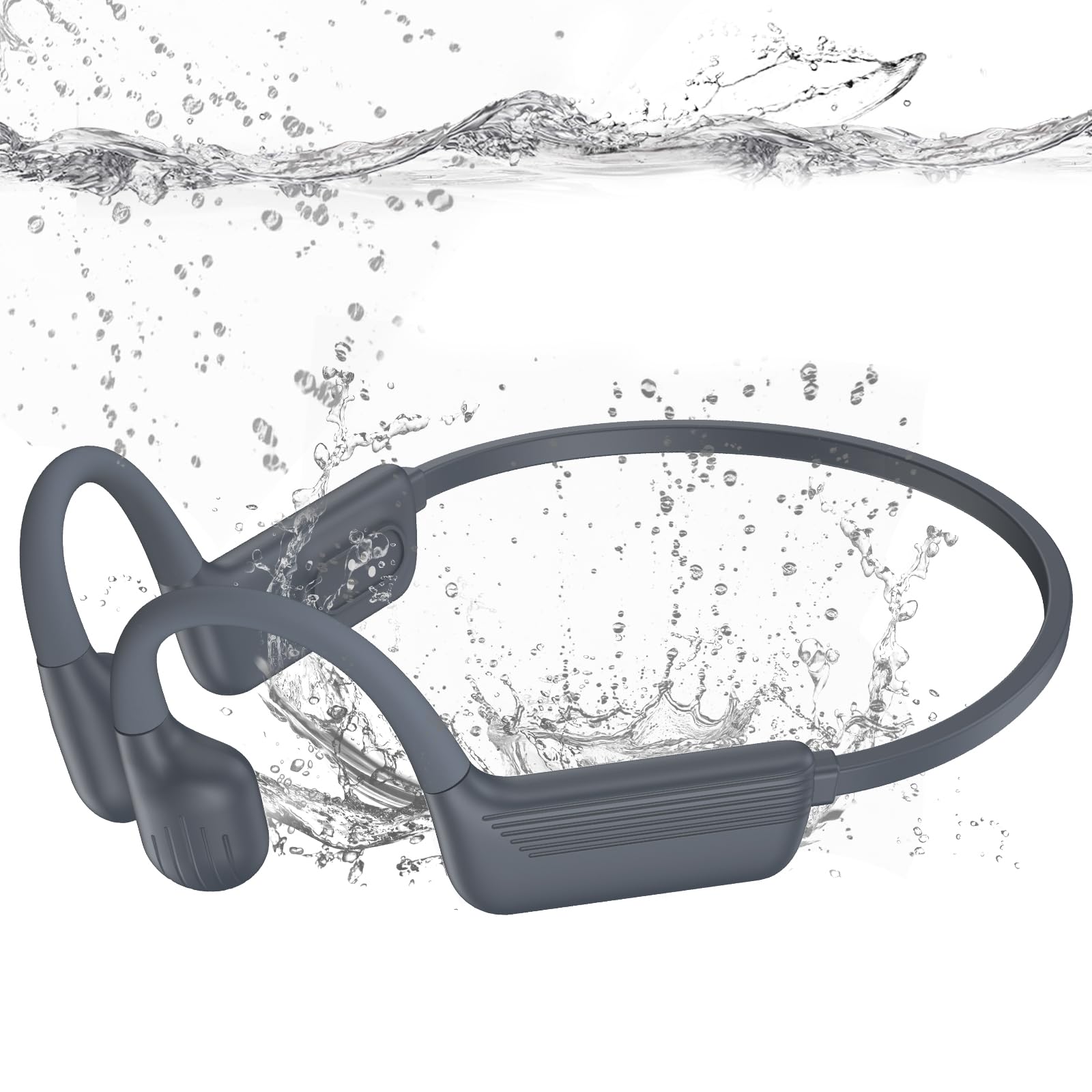 Photo 1 of MARLALL Swimming Headphones-Bone Conduction Headphones, IP68 Waterproof Open Earphones, LiteSurge Bluetooth 5.4 Underwater Sport Earbuds with 32 GB MP3 Memory for Swimming, Marathon-Grey