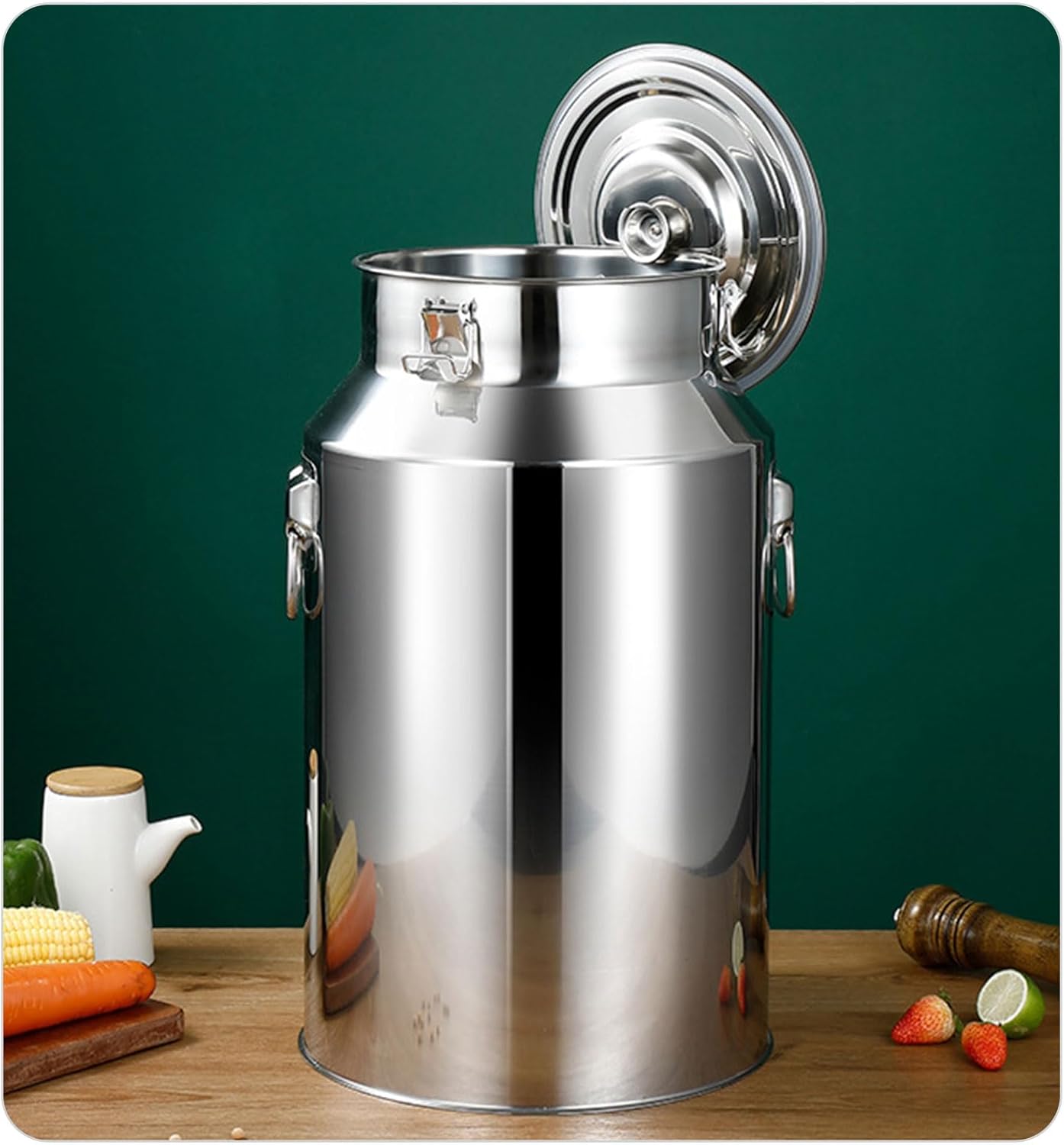 Pail Milk Can Bucket,Milk Bucket Oil Barrel Wine 201 Stainless Steel Can, Storage Tank with Sealed Lid for and Liquid Storage,68L