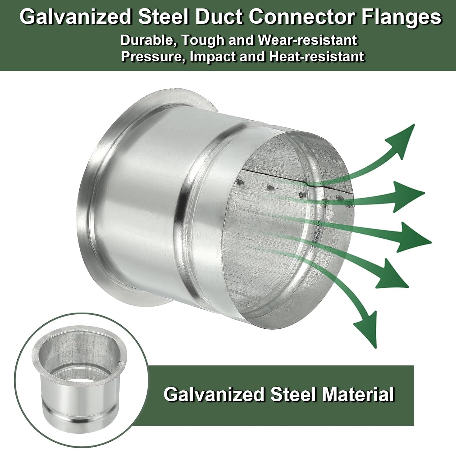 YOKIVE 2 Pcs Duct Connector Flange, Round Galvanized Steel Air Ducting Mounting Plate, Great for Heating Cooling Ventilation HVAC Exhaust Fan System(3 Inch, Silver Tone)