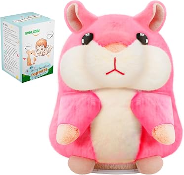 SANJOIN Kids Toddler Toys for 2-4 Years Old Talking Hamster Repeat Your Say Interactive Plush Repetitive Toy 2 3 4 5 6 8 Years Old Boys Girls Birthday Gift Pink