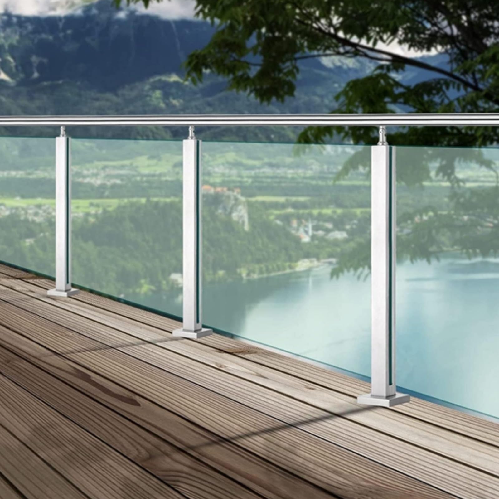 Barandilla de cristal de acero inoxidable 304 para piscina, terraza, patio, pasillo, puente, redonda y cuadrada, 1-6 m de longitud, 110 cm de altura, elegante solución de seguridad
