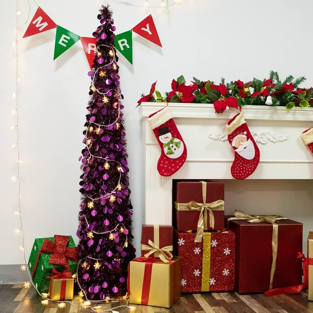 Christmas Tree, Artificial Trees for Christmas & New Year Decor - Purple Handcrafted Xmas Tree DIY Decoration