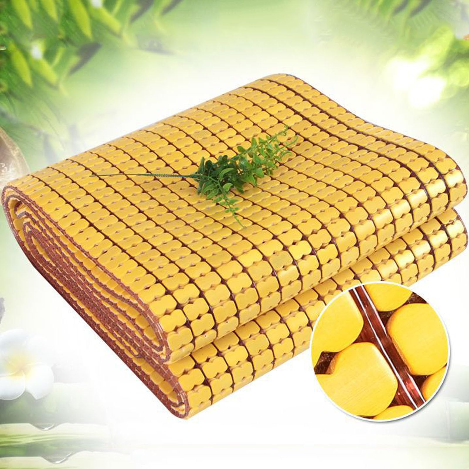 Nattes de Couchage d'été,Tapis de Lit en Bambou,Tapis Antidérapant en Bambou Naturel,Tapis de Mahjong Pliable,Lisse à Respirant,pour Chambre à Coucher Salon Canapé Lit (90x190cm)